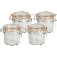 Urban Living Voorraadpot/bewaarpot - 4x - 200 ml - glas - met beugelsluiting - D8 x H8 cm - Voorraadpot
