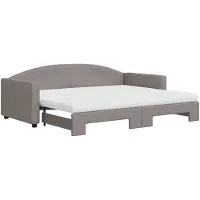 vidaXL Slaapbank met onderschuifbed en matrassen 90x200 cm stof taupe