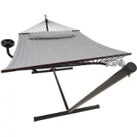 Vita5 Hangmat met Standaard en Spreidstok – 2 Persoons – incl. Bekerhouder - Afneembaar kussen – uv-bestendig – Lichtgrijs