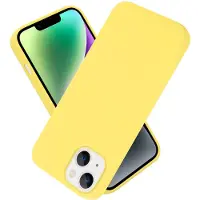 Cadorabo Hoesje voor Apple iPhone 14 in TPU Liquid Silicone Case Stijl (iPhone 14), Smartphonehoes, Geel