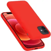 Cadorabo TPU Liquid Silicone Case Cover (iPhone 12 Mini), Smartphonehoes, Rood