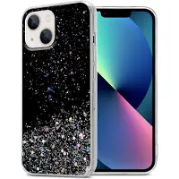 Cadorabo TPU hoes fonkelende glitters (iPhone 13 mini), Smartphonehoes, Zwart