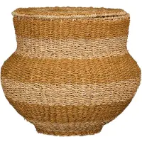 Mica Decorations Tacoma Opbergmand met Deksel - H48 x Ø55 cm - Jute - Geel