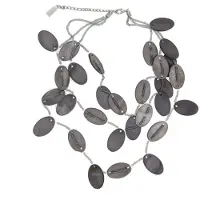 Behave Schelpen ketting - grijs - korte meer lagen ketting