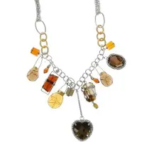 Behave ketting - Diverse hangers met stenen en bewerkte kralen - Mode accessoires - Nikkelvrij - 81 cm