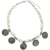 Behave - Witte ketting met glaskralen en hangers - Nikkelvrij - 44 cm