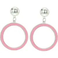 Behave - Ronde oorbellen met roze rand - Retro stijl - 5,5 cm