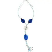 Behave - Ketting Dames Speels Design - Blauw Glas - Zomerse Look