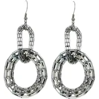 Behave - Dames oorbellen antracietkleur retro statement stijl - 7,5 cm