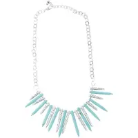 Behave - Statement ketting zilverkleur - Blauw natuursteen - 47 cm