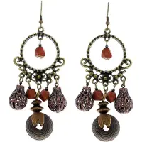 Behave - Oorhangers dames - Houten kralen boho - Retro festival stijl