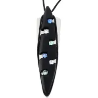 Behave Lange ketting - Zwart touw met fantasie hanger en kristallen