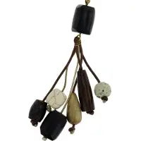 Behave - Lange bruine ketting met resin, hout en glas 104cm