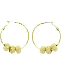Behave - Dames oorringen goudkleur met grove kralen trendy statement