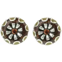 Behave - Oorknoppen met steentje - Bruin - Retro bloemdesign accent