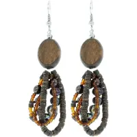 Behave - Oorhangers hout en parel - Bruin - Ambachtelijk boho accessoire