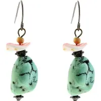 Behave - Oorhangers met turquoise kraal en schelp voor boho stijl