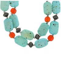 Behave - Ketting met turquoise natuurstenen - Trendy statement sieraden - Nikkelvrij - 56,5 cm