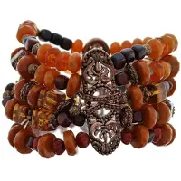 Behave - Armband bruin kralen breed - Etnische stijl - Voor creatieve looks