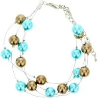 Behave - Parelarmband bruin blauw - Vrouwelijke zomerse look