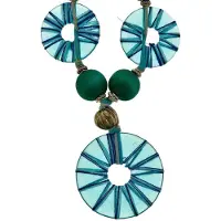 Behave - Ketting Dames Natuurlijke Stijl - Blauw Hout - Creatieve Look