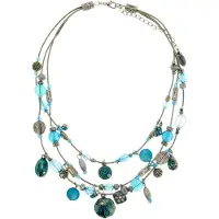 Behave - Statement Layerketting – Lichtblauw Antiek Zilverkleur – 40 cm + 7 cm – Nikkelvrij