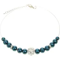 Behave - Ketting met parels en bolvormige hanger met steentjes - 40 cm (verlengketting 5 cm)
