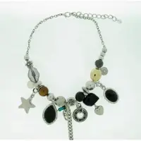Behave - Korte ketting zilverkleur met bedels en kralen - Nikkelvrij - Mode accessoires