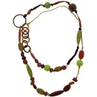Behave Ketting van suède met houten kralen 140 cm - Boho stijl