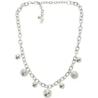 Behave - Korte ketting met metalen bol hangers - Zilverkleur - 38 cm + 7 cm verlengketting