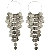 Behave - Oorringen met ronde hangers oud-zilver kleur 14 cm - Nikkelvrij - Trendy sieraden
