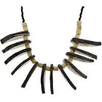 Behave - Etnische houten ketting bruin - Mode ketting 37,5 cm + verlengketting