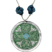 Behave Korte Ketting - Groene Hanger Met Blauwe Accenten - Nikkelvrij