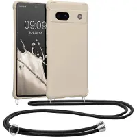 Kwmobile telefoonhoesjegeschikt voor Google Pixel 7a - Hoesje van siliconen met telefoonkoord - In crème