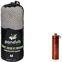 Pandoo Reishanddoek Grijs - Medium + dr Isla Gecomprimeerde Bamboe Doekjes - Sneldrogend - Compact - Milieuvriendelijk