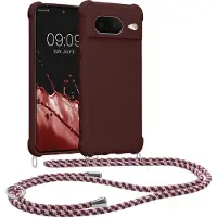 Kwmobile telefoonhoesjegeschikt voor Google Pixel 8 - Hoesje van siliconen met telefoonkoord - In bordeaux-violet