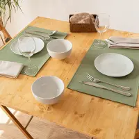 Monaco 2x Placemat Green Tea - lederlook - Groen - rechthoek - 45x30cm - Kunstleder