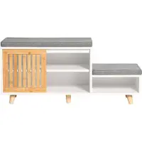SoBuy Zitbank - Schoenenkast - Wit - 101x46x35cm - FSR125-WN