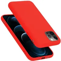 Cadorabo TPU Liquid Silicone Case Cover (iPhone 12), Smartphonehoes, Rood
