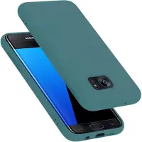 Cadorabo TPU Liquid Silicone Case Cover (Galaxy S7 Edge), Smartphonehoes, Groen