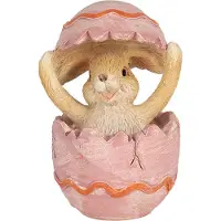 Clayre & Eef Beeld Konijn 8 cm Bruin Roze Polyresin Paasdecoratie Bruin Paasdecoratie