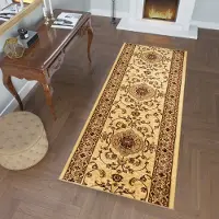 Tapiso Yesemek Tapijtloper Creme Klassiek Woonkamer Gang Vloerkleed Maat- 100x1050