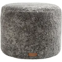 Shepherd Frida Ronde Poef Grijs Grafiet - Zitzakken & poefs Schapenvacht Grey Graphite - 605-5040069