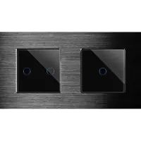 Perfect Switches TOUCH SCHAKELAAR | ALUMINIUM | ZWART | COMBINATIE | TWEEVOUDIGE DIMMER & ENKELVOUDIGE WISSELSCHAKELAAR