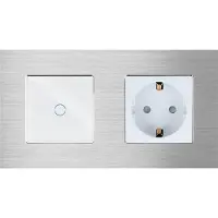Perfect Switches TOUCH SCHAKELAAR | ALUMINIUM | ZILVER | COMBINATIE DIMMERSCHAKELAAR & WANDCONTACTDOOS