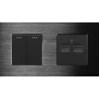 Perfect Switches MECHANISCHE SCHAKELAAR | ALUMINIUM | ZWART | COMBINATIE TWEEVOUDIGE WISSELSCHAKELAAR & USB TWEEVOUDIG