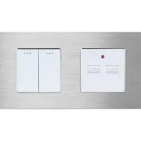 Perfect Switches MECHANISCHE SCHAKELAAR | ALUMINIUM | ZILVER | COMBINATIE TWEEVOUDIGE SCHAKELAAR & USB TWEEVOUDIG
