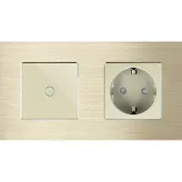 Perfect Switches TOUCH SCHAKELAAR | ALUMINIUM | GOUD | COMBINATIE DIMMERSCHAKELAAR & WANDCONTACTDOOS