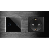 Perfect Switches TOUCH SCHAKELAAR | ALUMINIUM | ZWART | COMBINATIE | TWEEVOUDIGE WISSELSCHAKELAAR & WANDCONTACTDOOS