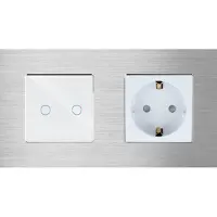 Perfect Switches TOUCH SCHAKELAAR | ALUMINIUM | ZILVER | COMBINATIE | TWEEVOUDIGE DIMMERSCHAKELAAR & WANDCONTACTDOOS